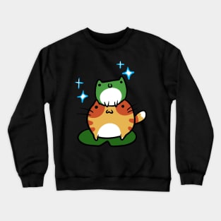 Green Frog and Orange Tabby Frog Crewneck Sweatshirt